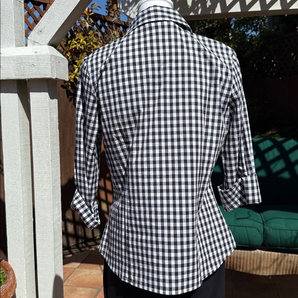 Chadwicks Black and White Gingham Button-Down Shirt - Picture 2 of 8